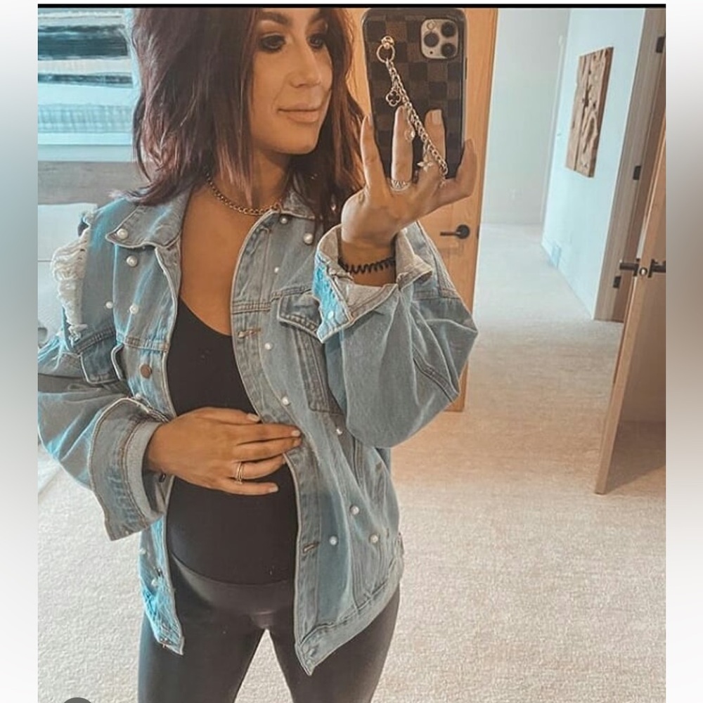 Distressed pearl jacket as seen on Chelsea DeBoer